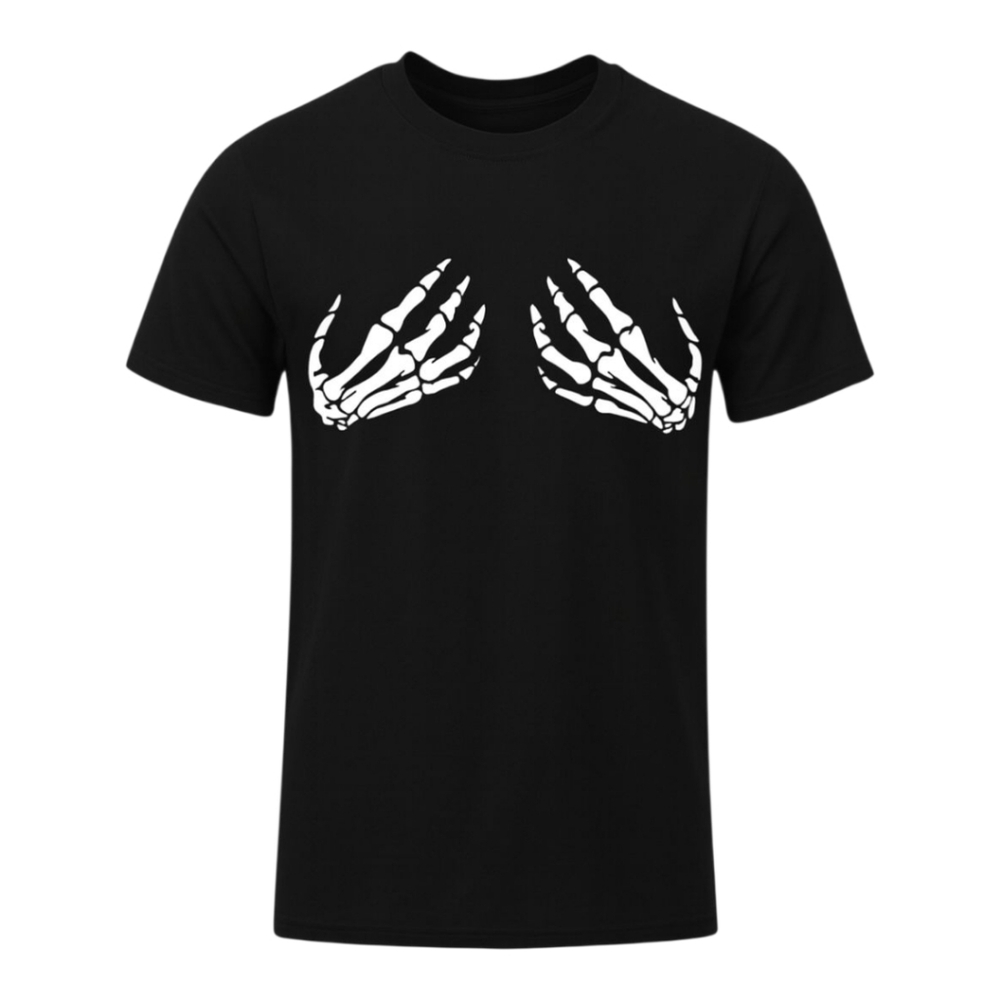 NEW Skeleton Hand‎ Halloween Womens  Short Sleeve T-Shirt Black Size Medium